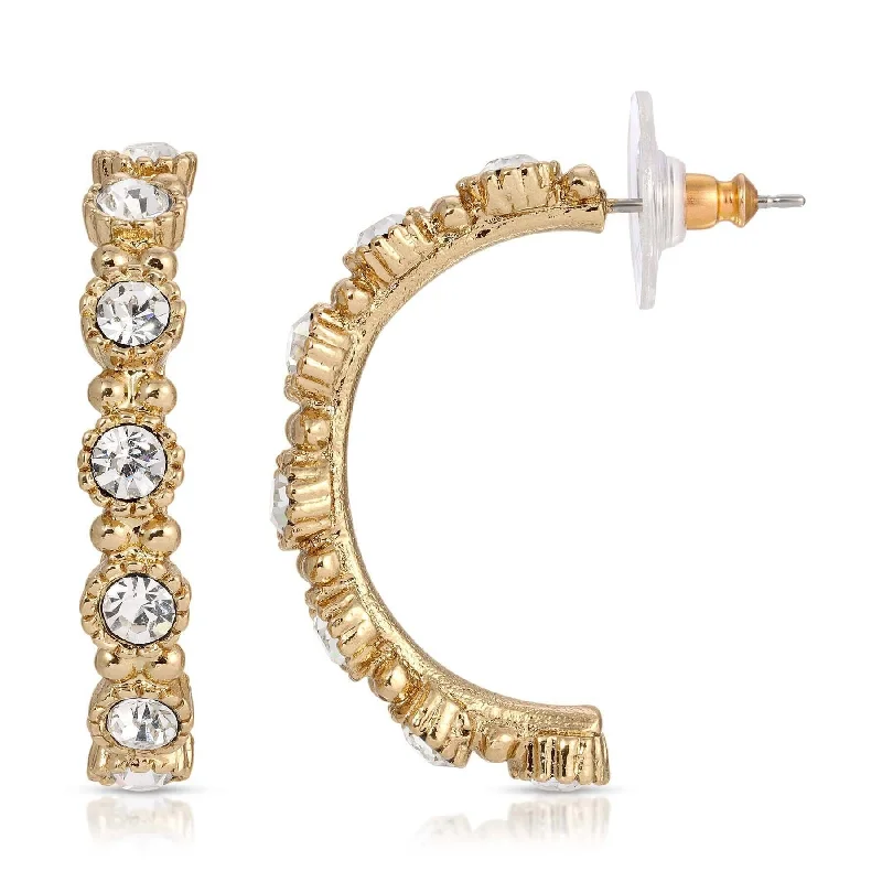 Best hoop earrings with tribal designs for a cultural and exotic aesthetic-1928 Jewelry Clear Crystal Half Hoop Earrings