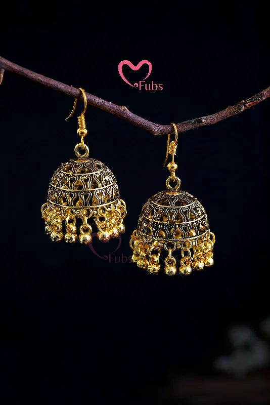 Best hoop earrings with lever-back closures for secure and easy wear-Golden Gleam Beaded Hook Jhumka