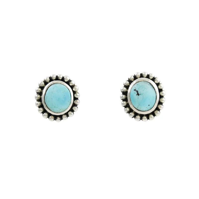 Hoop earrings with snake print designs for an edgy, wild appearance-Granulated Silver Studs x Golden Hills Turquoise