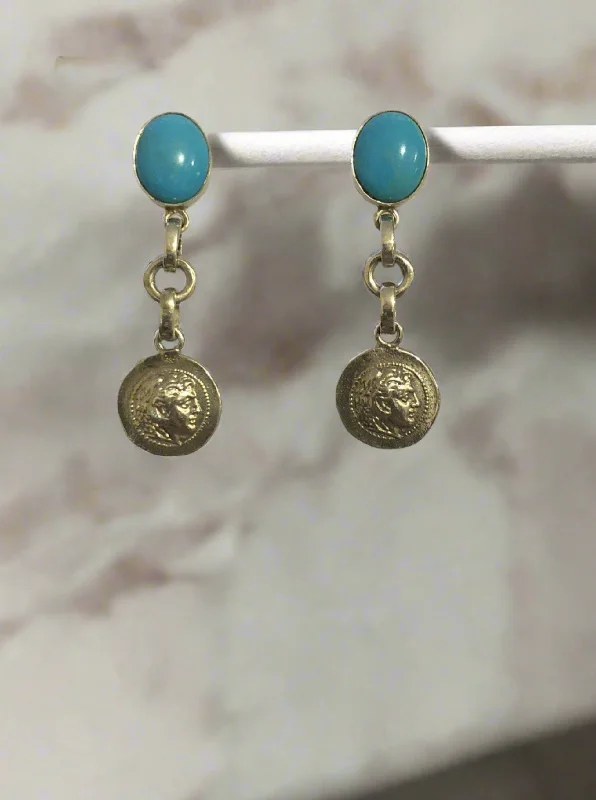 Best hoop earrings with snake-inspired designs for an edgy and fierce vibe-Greek Jewelry, Sterling silver Earrings, Solid silver Earrings, Greek Earrings, Turquoise Earrings