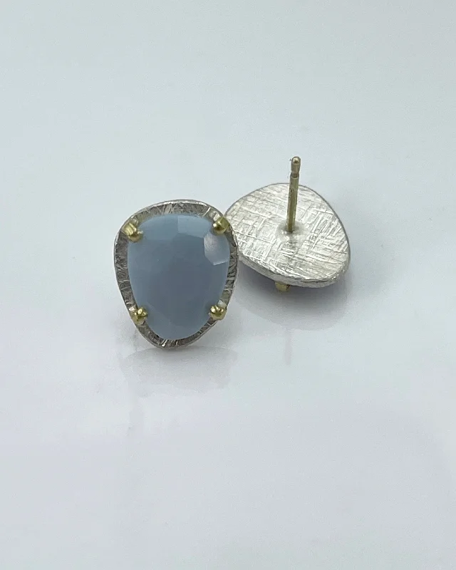 Hoop earrings with diamond-cut surfaces for added sparkle and shine-Heather Guidero Blue Opal Post Earrings