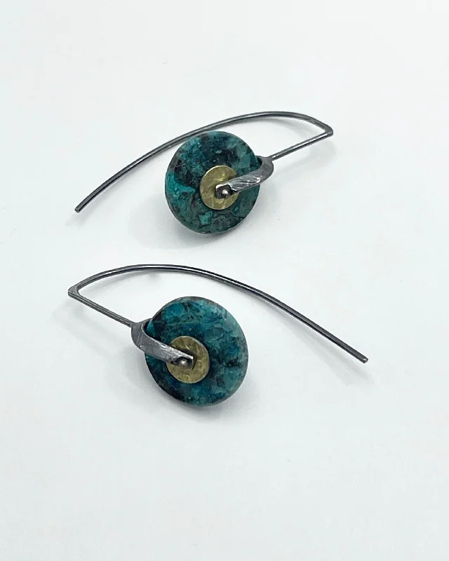 Hoop earrings with removable pendants for a versatile and customizable accessory-Heather Guidero Chrysocolla Bridle Bit Earrings