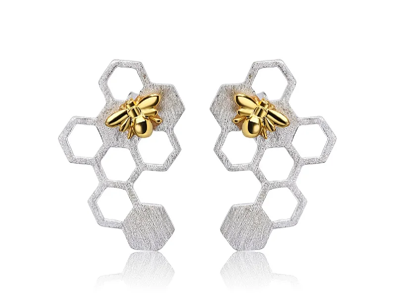 Stylish hoop earrings with diamond accents for an elegant and sparkling effect-Honeycomb Earring