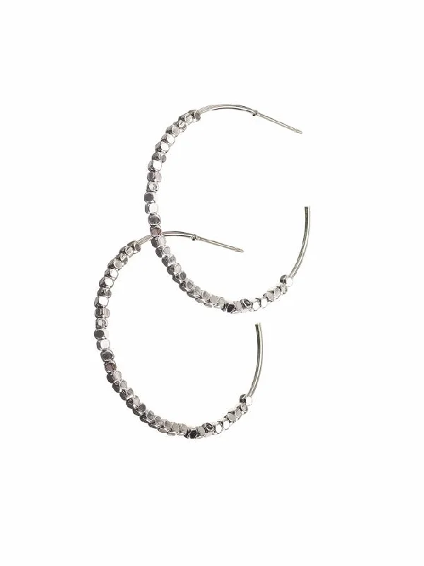 Best hoop earrings with custom engravings for a personalized and meaningful gift-Hot Tomato Beaded Shimmer Hoops Earrings in Silver