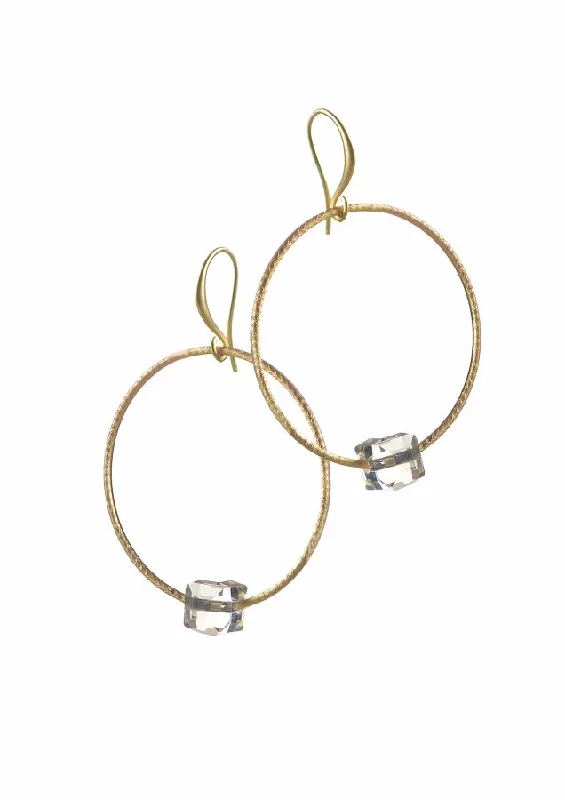 Best hoop earrings with vintage rhinestone embellishments for a retro-glam effect-Hot Tomato Trapeze Crystal Earrings in Matte Gold