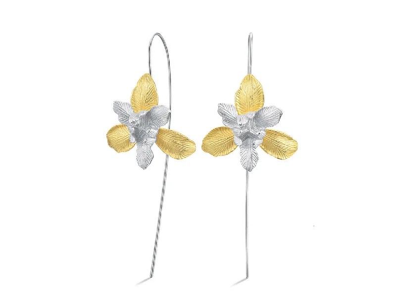 Hoop earrings with floral motifs for a feminine and nature-inspired look-Iris Flower Earring