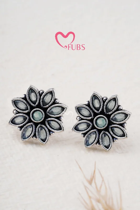 Hoop earrings with satin finishes for a smooth and elegant appearance-Light Green Petals & Sparkles Studs Earrings