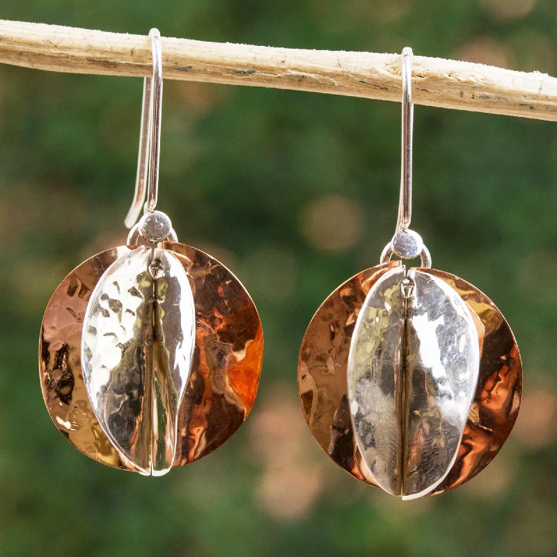 Best hoop earrings with vintage coins for a retro, antique-inspired style-Light of the Afternoon Modern Taxco Sterling Silver and Copper Dangle Earrings