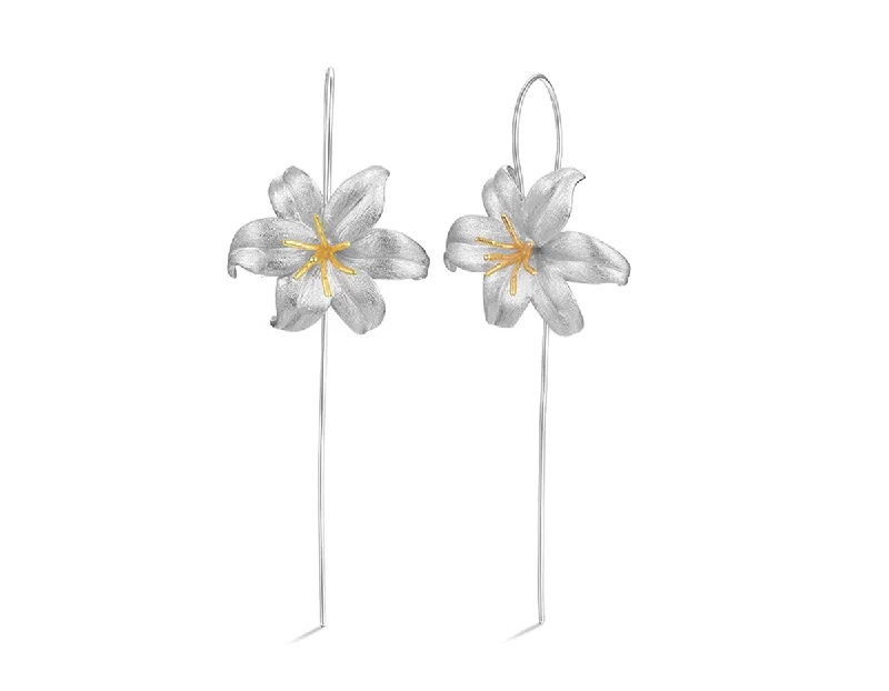 Hoop earrings with resin accents for a bold and colorful design-Lily Flower Earring