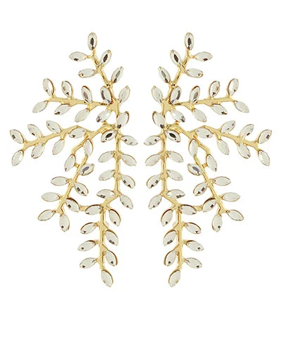 Best hoop earrings with butterfly motifs for a playful and whimsical appearance-Long Leaf Statement Earrings