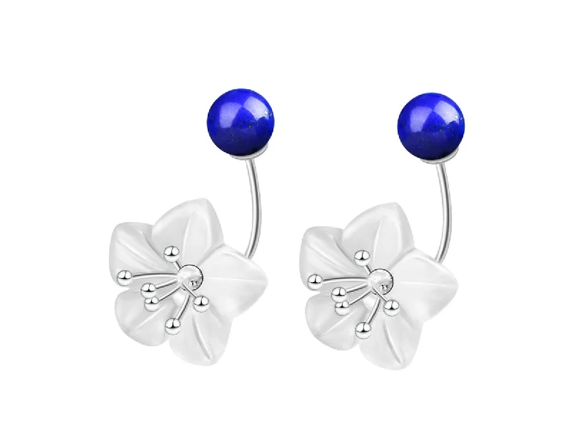 Best hoop earrings with delicate chain details for a trendy and stylish design-Crystal & Lapis Lotus Earring