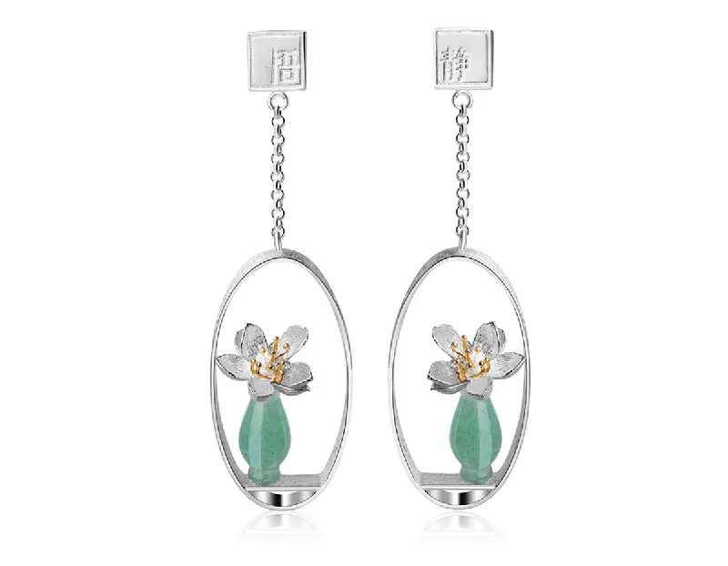 Hoop earrings with spiral designs for a dynamic and fluid look-Lotus Whisper Vase Earring