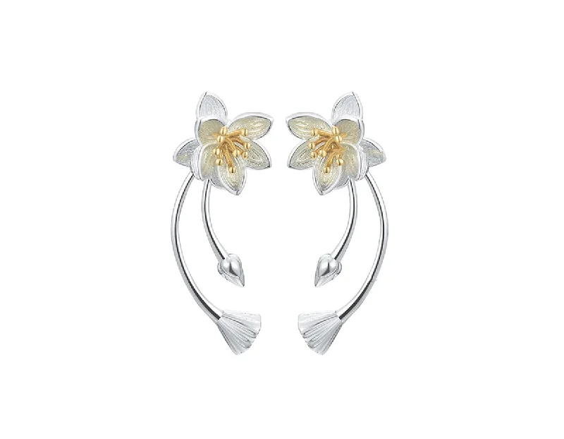 Best hoop earrings with enamel details for a colorful and modern look-Lotus Whispers Drop Earring