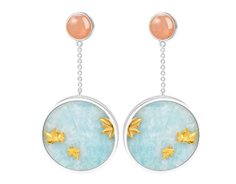 Lightweight hoop earrings for comfortable and all-day wear-Maple Leaves Amazonite Earring