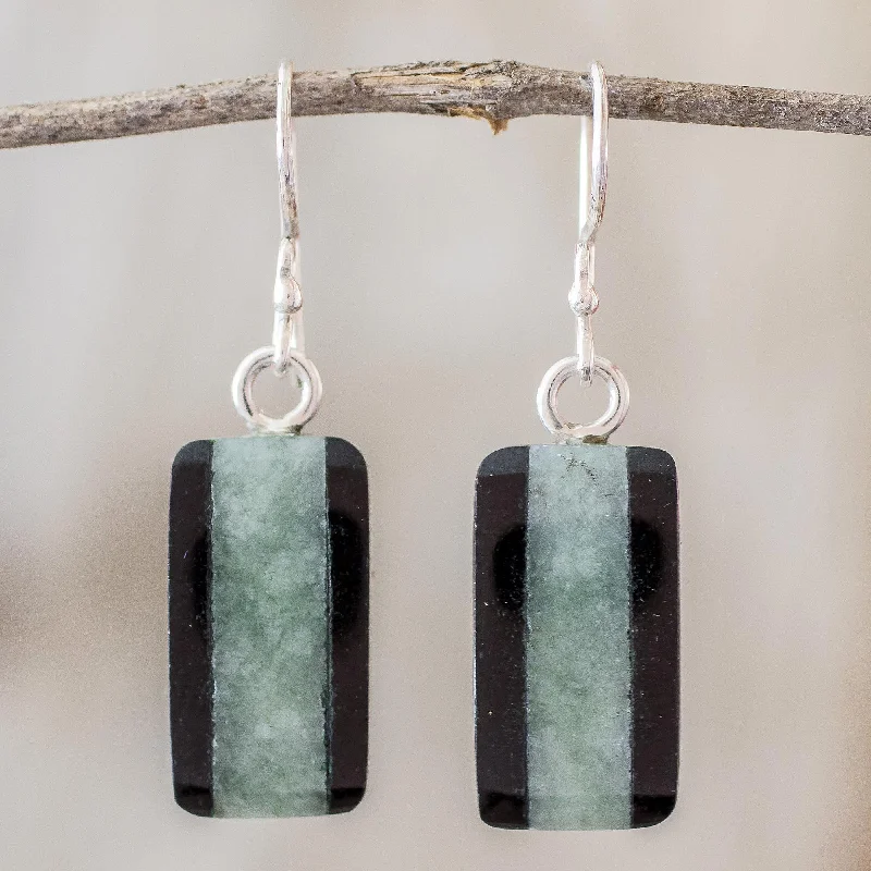 Hoop earrings with stacked layers for a bold and textured design-Maya Legend Collectible Modern Jade Dangle Earrings