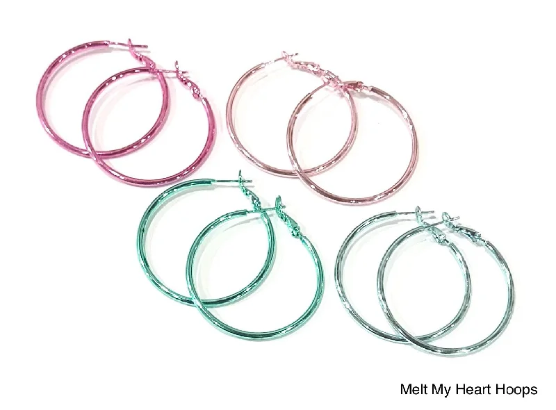 Best hoop earrings with geometric triangle shapes for a modern, chic design-Melt My Heart Hoops - BB Pink/Blushing/Mint/Baby Blue by B.B. Lila