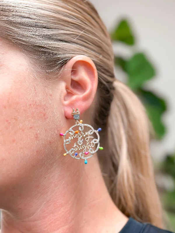 Best hoop earrings with geometric pendants for a modern, chic appeal-'Merry & Bright' Christmas Lights Dangle Earrings