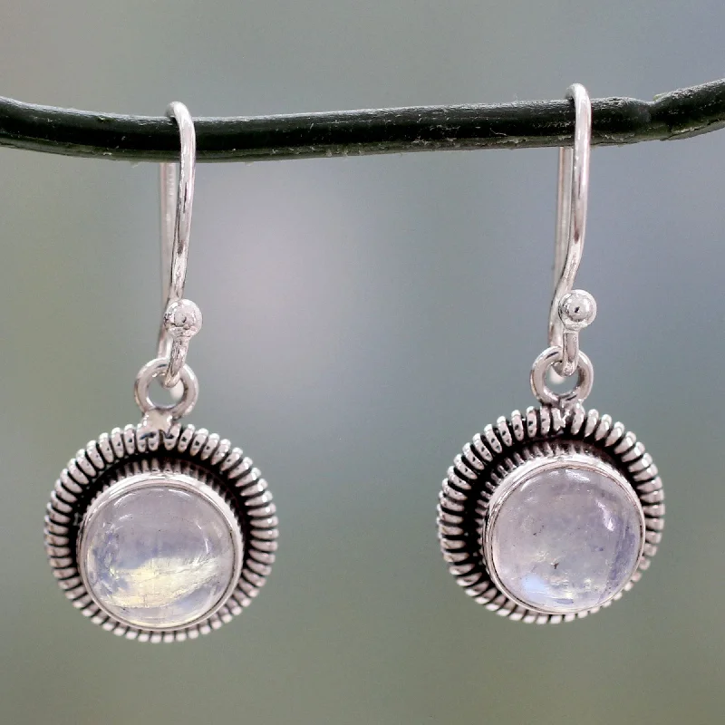 Medium hoop earrings for an everyday look with the perfect balance of style-Moon Over India Artisan Crafted Moonstone Sterling Silver Women's Jewelry