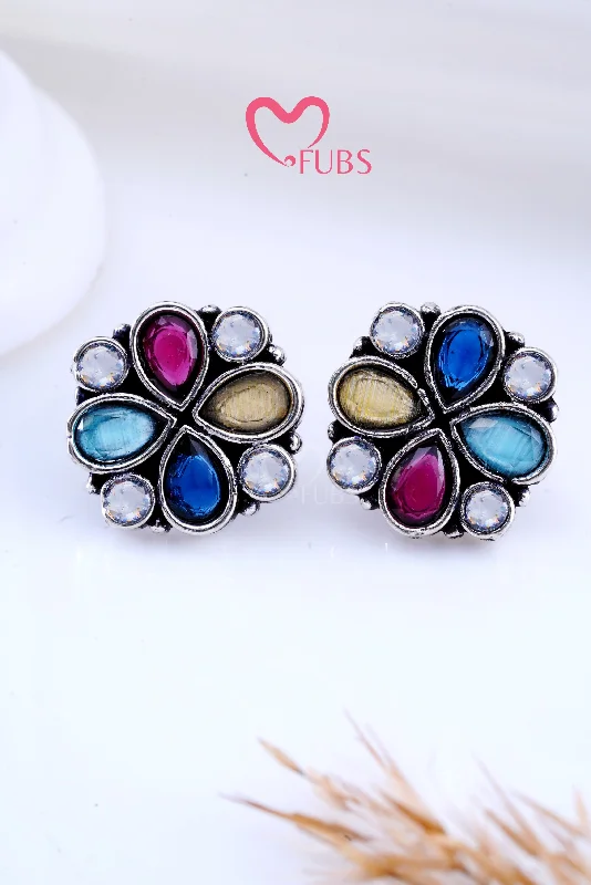 Small hoop earrings for a delicate and understated everyday wear-Multi-Color Royal Bloom Kundan Studs Earrings