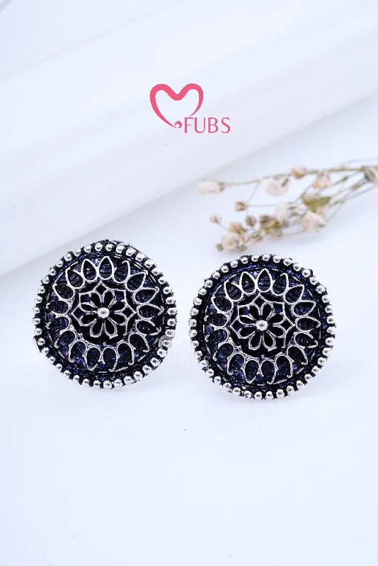 Best hoop earrings with crescent-shaped designs for a bold, moon-inspired style-Oxidized Twilight Orchid Studs