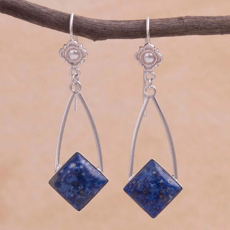 Best hoop earrings with snake chain details for a sleek and modern touch-Pacific Diamond Modern Artisan Crafted Lapis Lazuli and Silver 925 Earrings