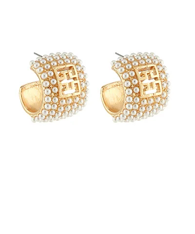 Hoop earrings with removable pendants for a versatile and customizable accessory-Pave Pearl Wide Hoop Earrings