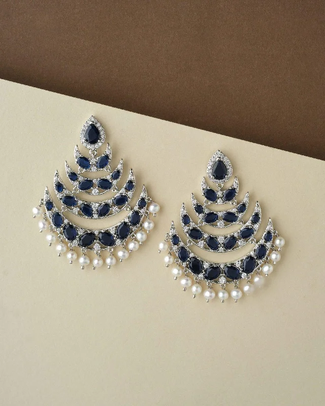 Hoop earrings with faceted crystals for added sparkle and shine-Fasionable Stone Studded Drop Pearl Jhumka