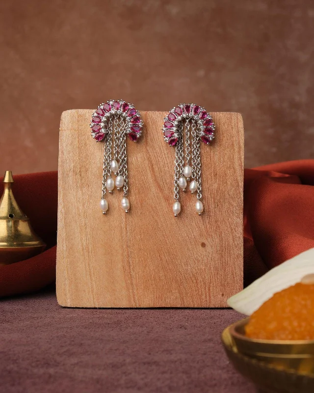 Best hoop earrings with detachable studs for a versatile and adjustable accessory-Fasionable Rhodium Hanging Jhumka