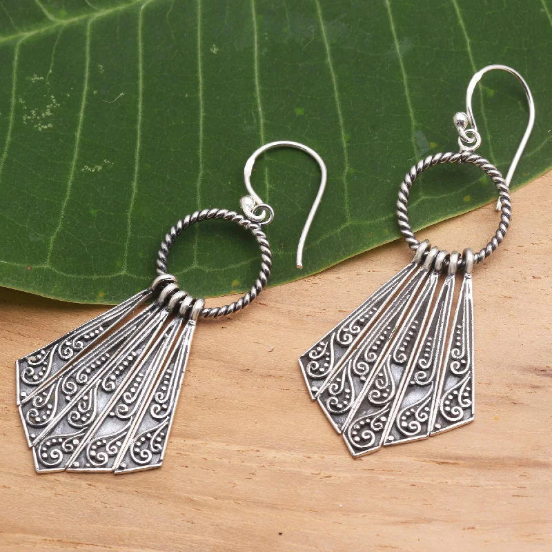 Hoop earrings with polished metal for a shiny and high-quality finish-Pennants Hand Crafted Sterling Silver Dangle Earrings