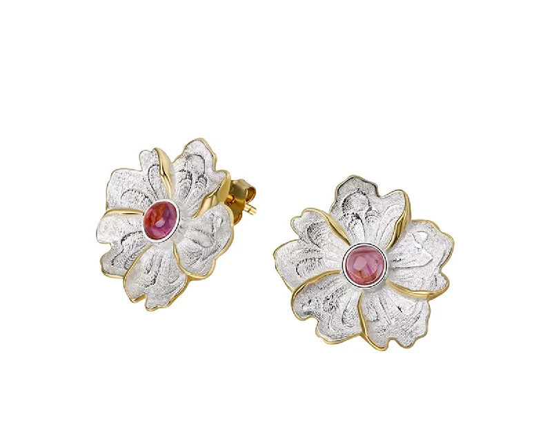 Best hoop earrings with geometric pendants for a modern, chic appeal-Peony Flower Earring