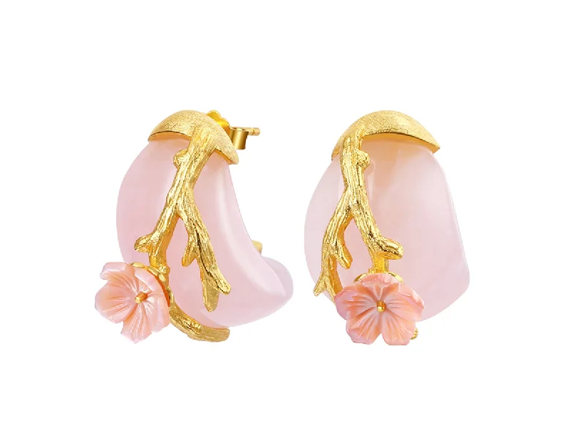 Hoop earrings with oversized pearl accents for a statement-making look-Plum Blossom Earring II