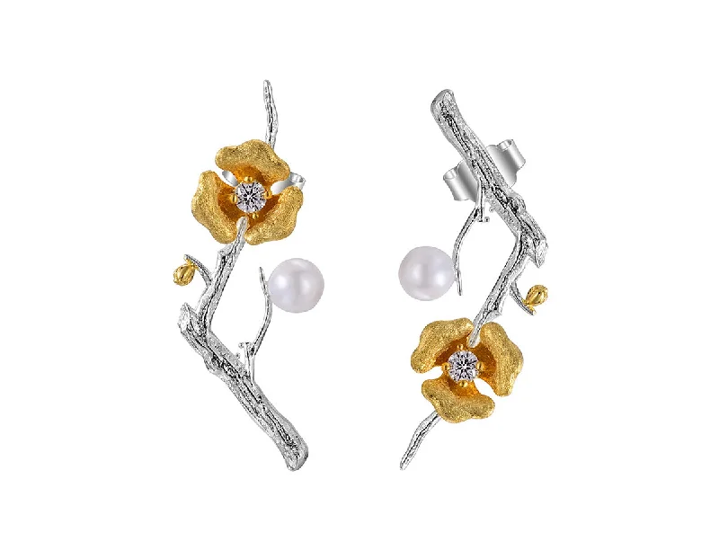 Hoop earrings with multi-tone finishes for a colorful and layered effect-Plum Blossom Stud Earring