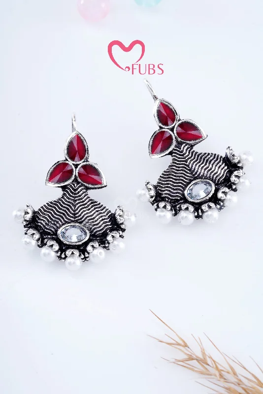 Best hoop earrings with smooth ceramic finishes for a polished, clean style-Red Oxidized Mystique Earrings