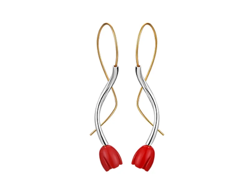 Hoop earrings with crescent moon shapes for a celestial and mystical appearance-Red Rose Vines Earring