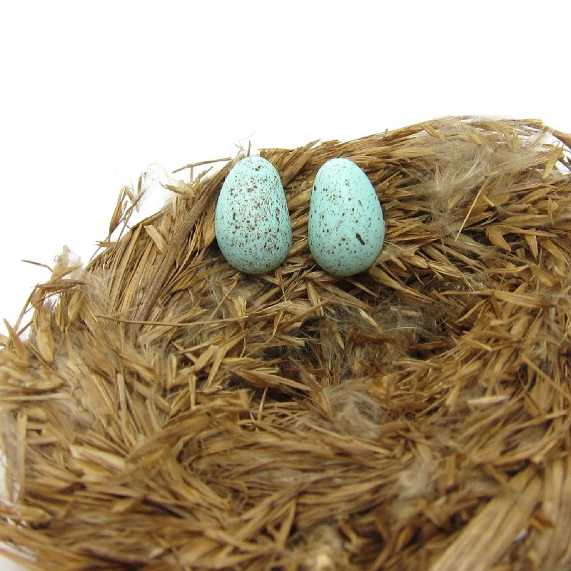 Best hoop earrings with angel wing accents for a spiritual and meaningful design-Robin's Egg Earrings Polymer Clay Eggs on Posts