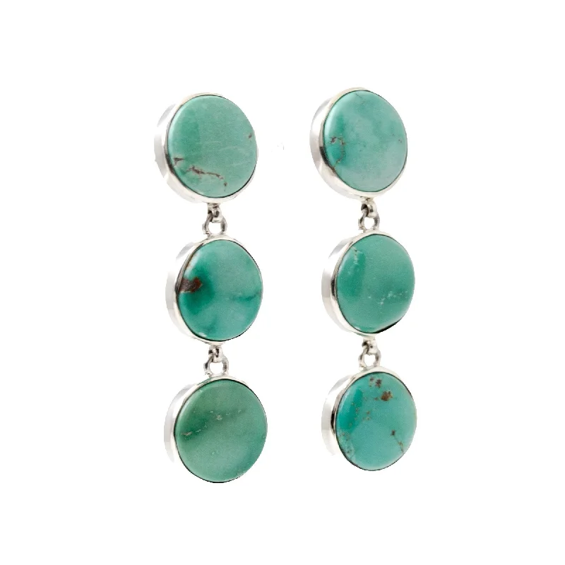 Hoop earrings with pearl accents for a chic and classic style-Seafoam Tiered Turquoise Earrings