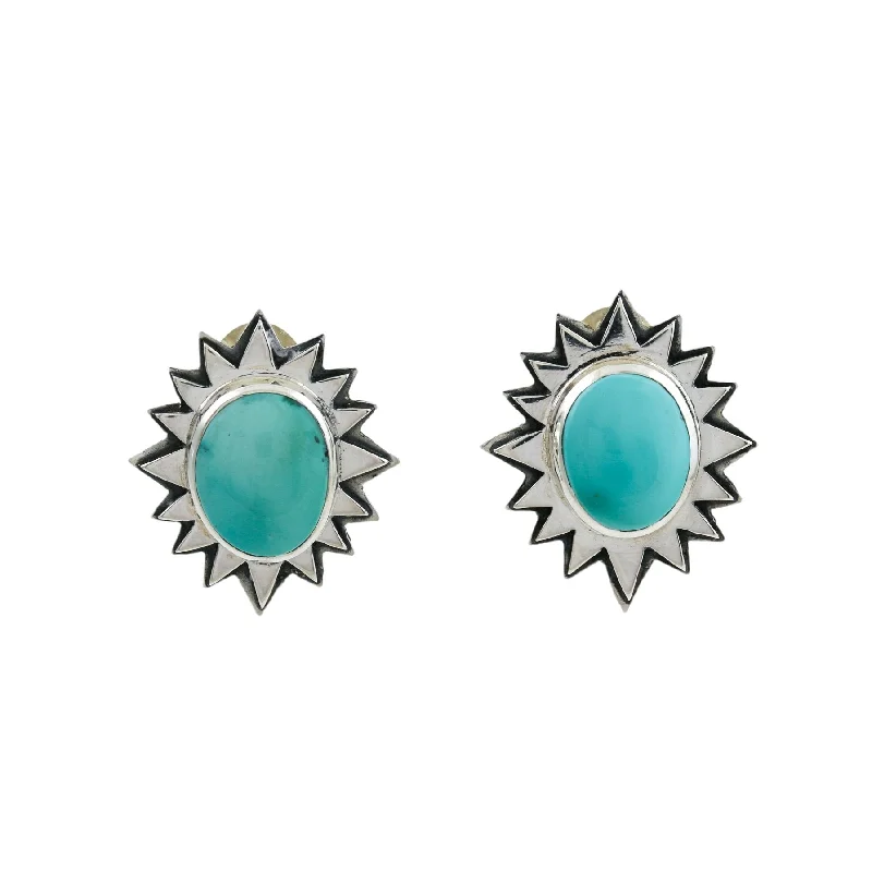 Hoop earrings with multi-tone finishes for a colorful and layered effect-Star Burst Golden Hills Turquoise Studs