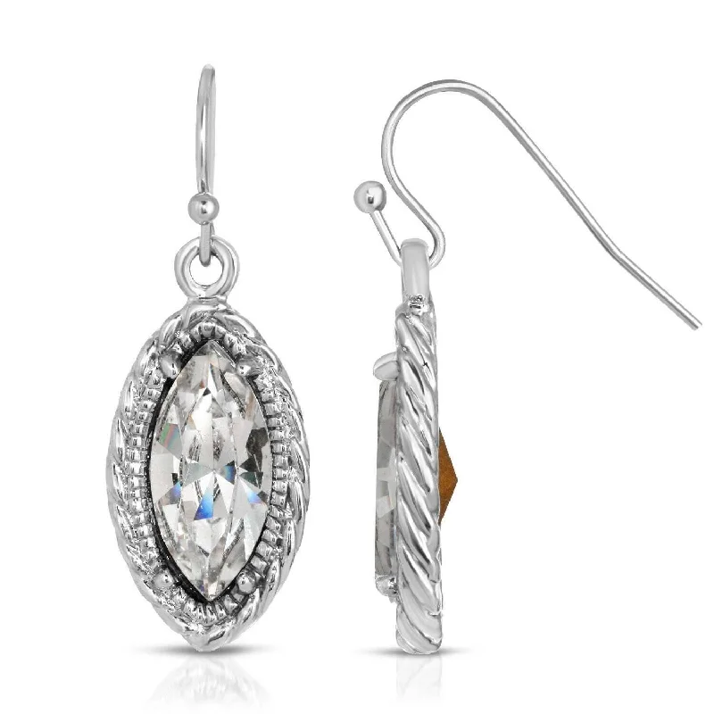 Hoop earrings with textured finishes for a vintage and classic style-1928 Jewelry Clear Crystal Navette-Shaped Earrings