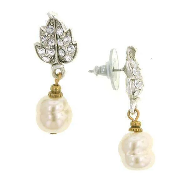 Stylish hoop earrings with diamond accents for an elegant and sparkling effect-Antiquities Couture Crystal Baroque Faux Pearl Drop Post Earrings