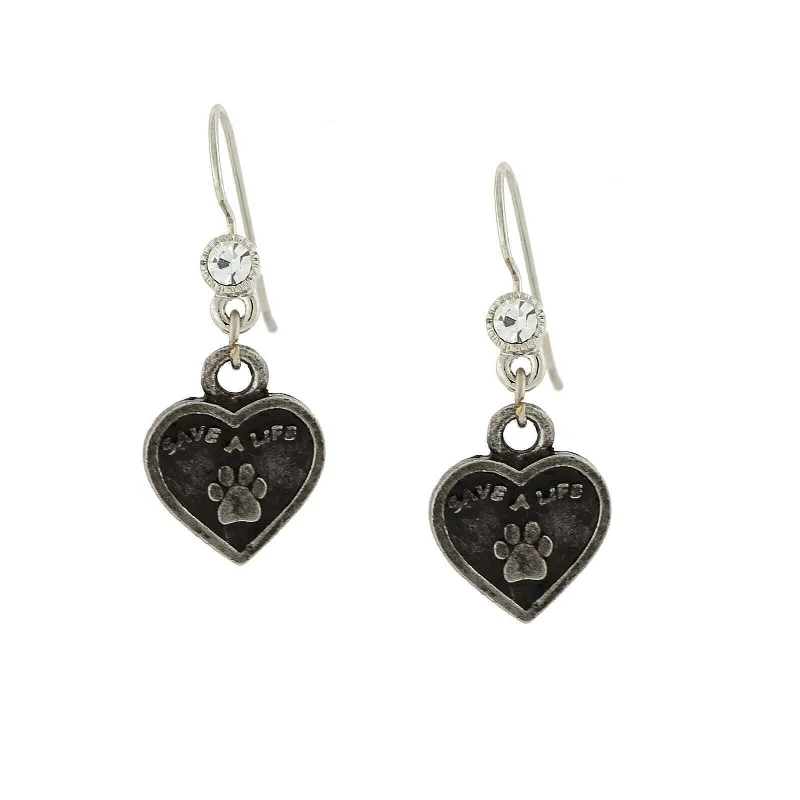 Lightweight hoop earrings for comfortable and all-day wear-1928 Jewelry Save A Life Heart Crystal Accent Earrings