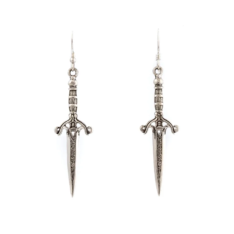 Best hoop earrings with infinity designs for a timeless and meaningful symbol-Silver Dagger Earrings