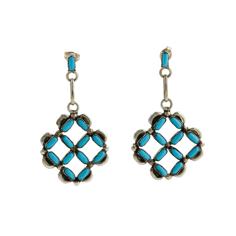 Hoop earrings with artistic filigree designs for an intricate, delicate finish-Basket Weave Zuni  Earrings