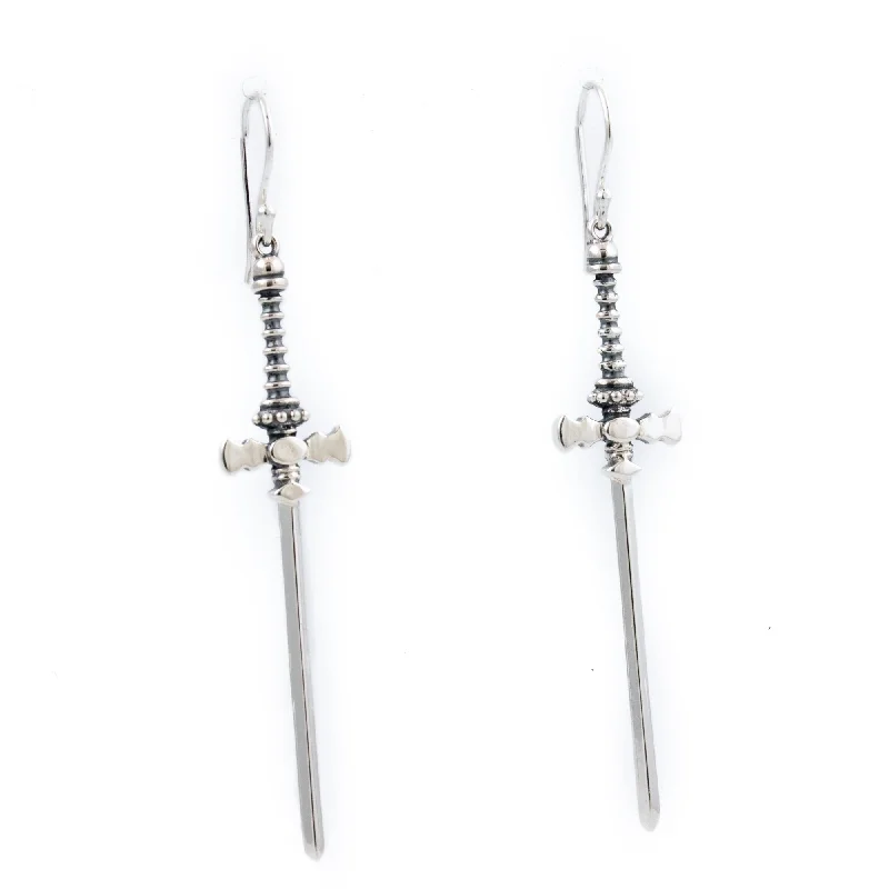 Best hoop earrings with tribal designs for a cultural and exotic aesthetic-Sterling Silver "Defender" Earrings