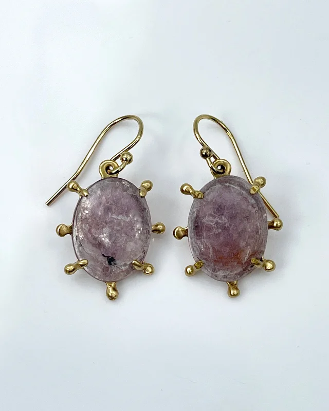 Hoop earrings with removable pendants for a versatile and customizable accessory-Julie Cohn Sunburst Purple Mica Earrings