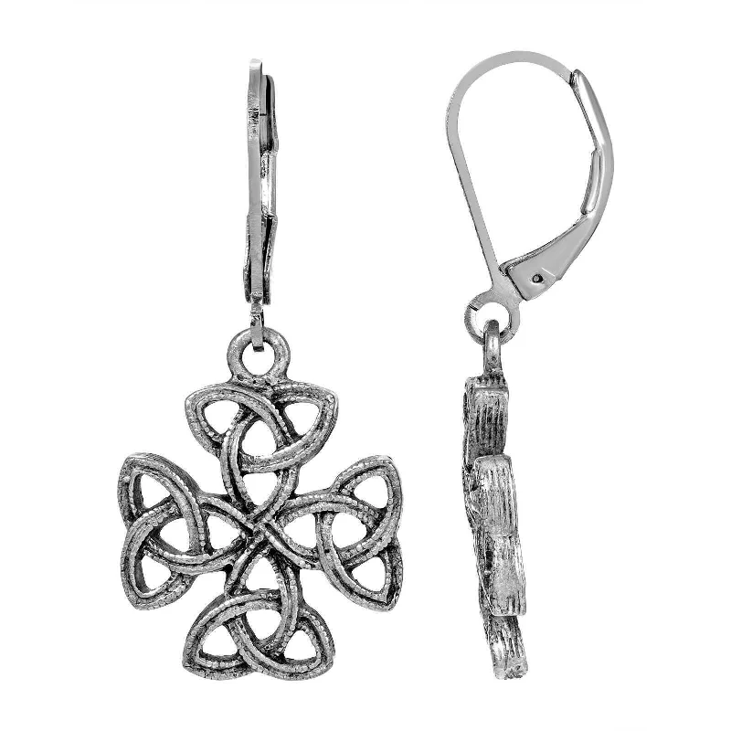 Hoop earrings with pearl accents for a chic and classic style-Symbols Of Faith Celtic Trinity Cross Earrings