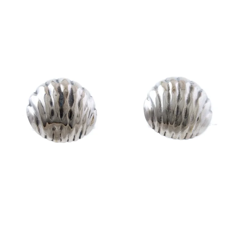 Small hoop earrings for a delicate and understated everyday wear-Textured Silver Shell Earrings