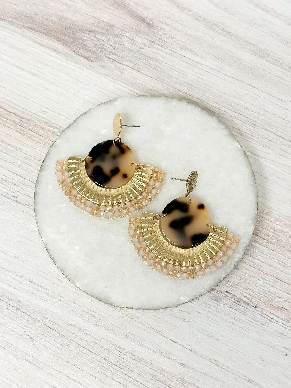 Hoop earrings with hammered textures for a boho-chic and rustic vibe-Tortoise Disc Dangle Earrings