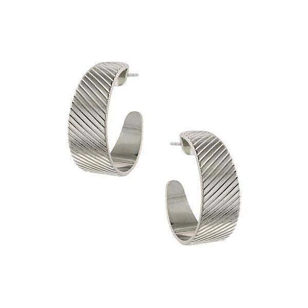 Best hoop earrings with sparkling cubic zirconia for a brilliant, budget-friendly effect-1928 Jewelry Diagonal Patterned Hoop Earrings