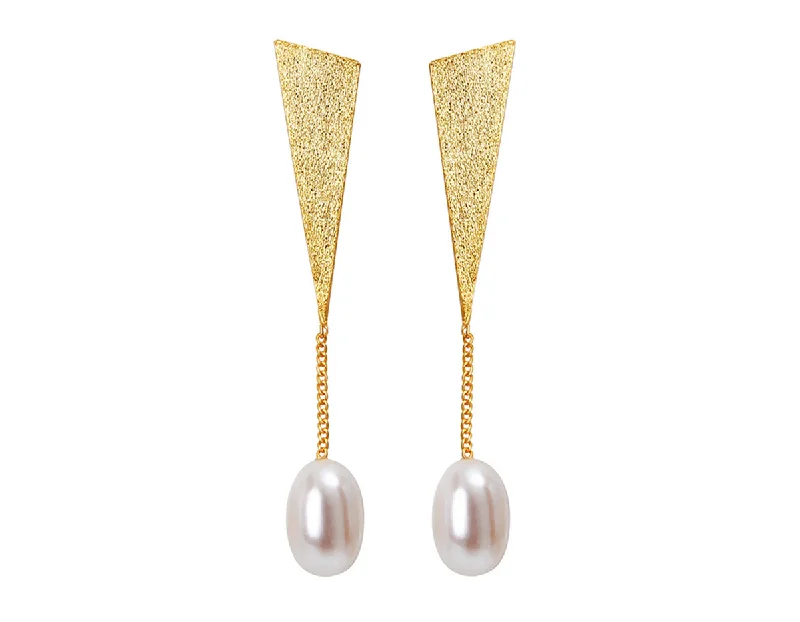 Best hoop earrings with intricate beaded details for a textured, stylish appearance-Triangle Pearl Earring