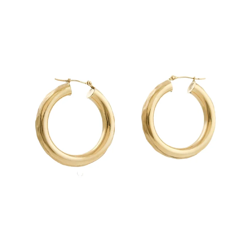 Best hoop earrings with Swarovski crystals for added sparkle and luxury-14k Hammered Tube Hoops